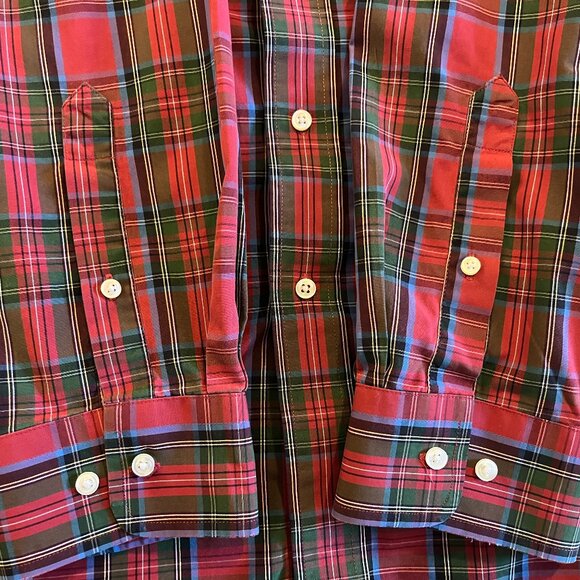 JOS. A. BANK TRAVELER'S COLL. SZ XXL LS HOLIDAY TARTAN PLAID DRESS SHIRT - Picture 8 of 9